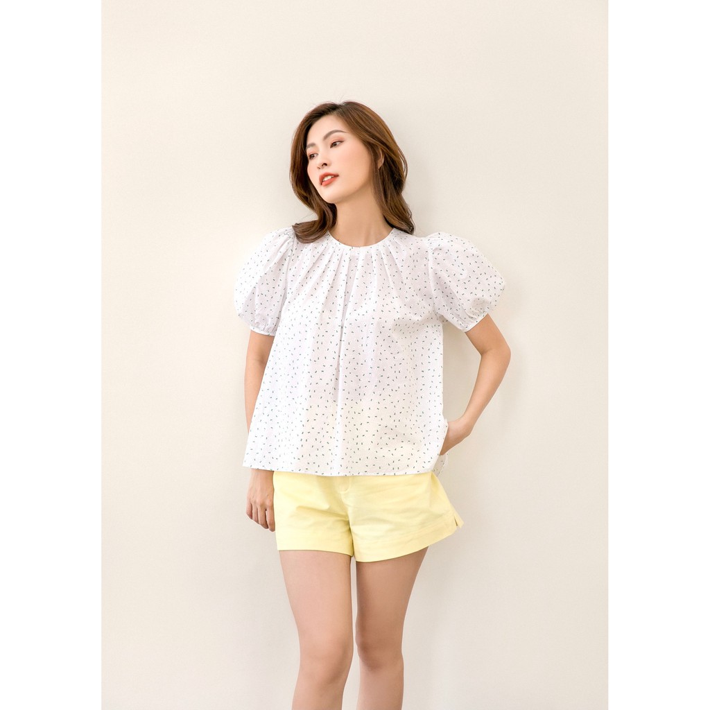 Áo kiểu cổ gấp nếp cột dây sau MIEU - HM34