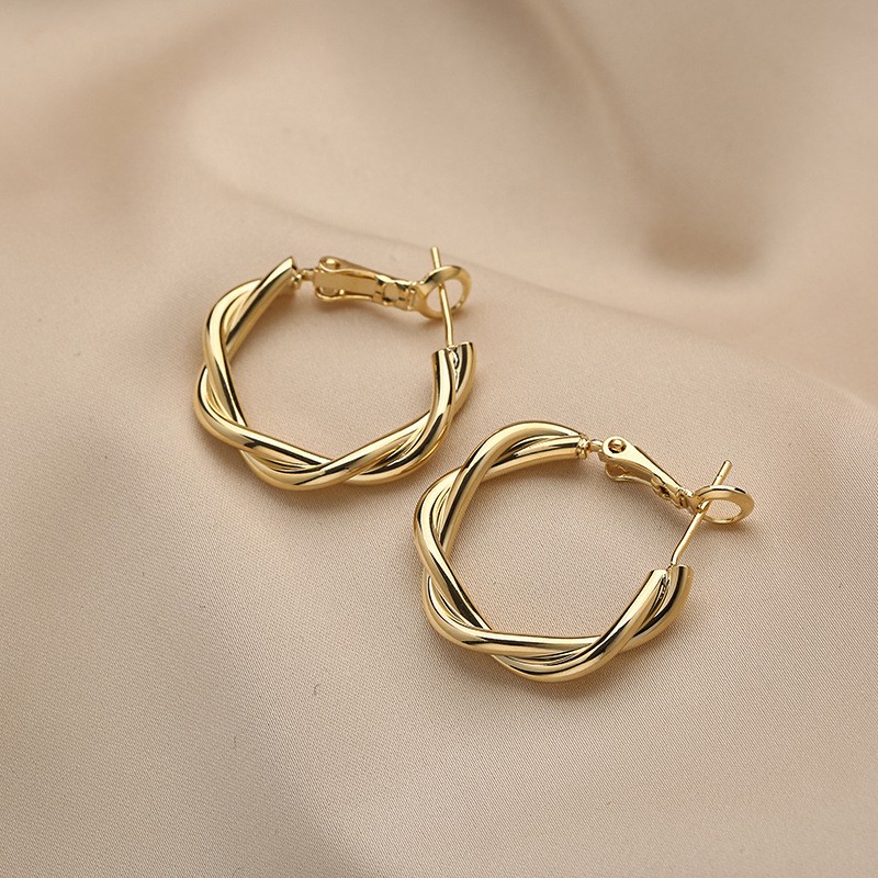 Hoa tai S925 dạng vòng xoắn phong cách Hàn Quốc thời trang dành cho nữ