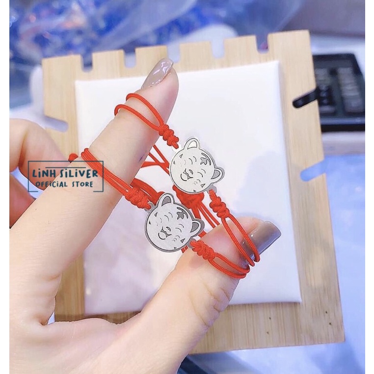 LẮC TAY TẾT CHỈ ĐỎ MẶT HỔ BẠC CỰC XINH XẮN