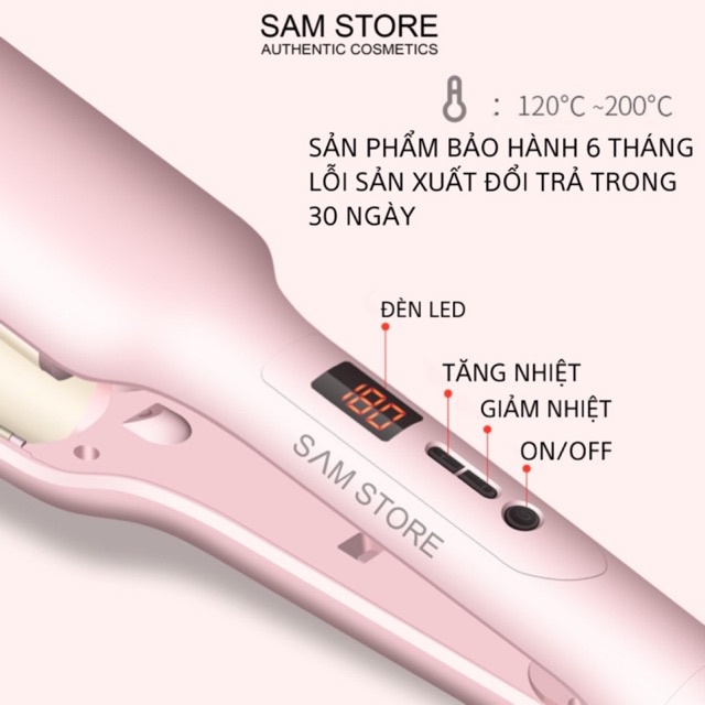 Máy dập phồng SAM STORE chân vuông, dập không lộ mối tóc 2in1 vừa dập vừa là màu hồng pastel