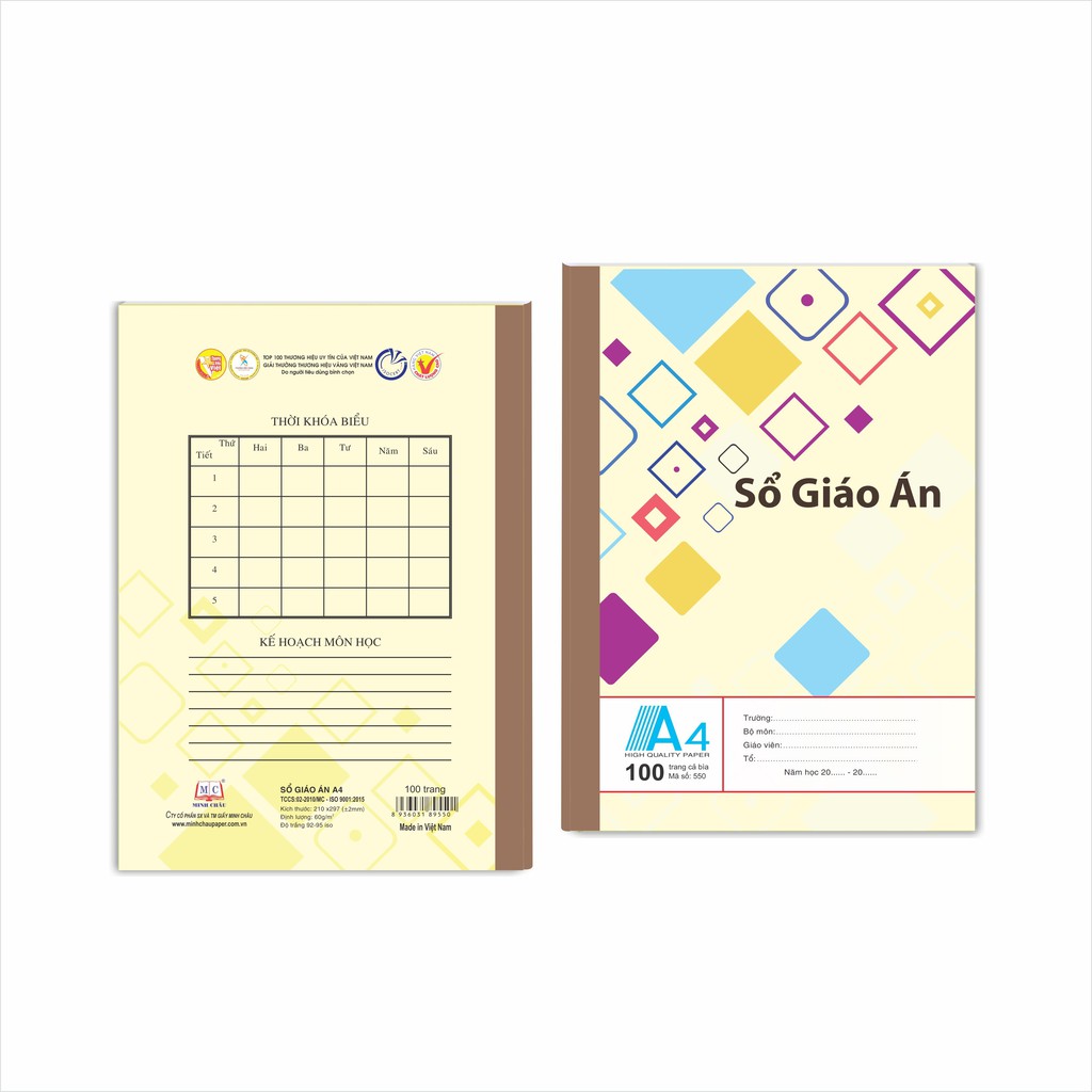 SỔ GIÁO ÁN A4 (21CM X 29.7CM, NHIỀU MÀU,200 TRANG, GIẤY, VIỆT NAM) MS;553