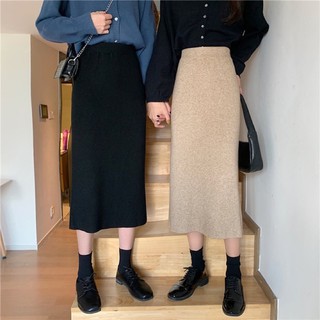 [order] Chân váy len tăm ôm nhẹ xẻ mặc được 2 kiểu
