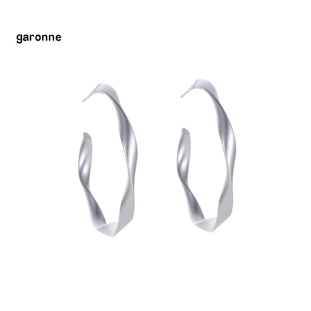 GA_Fashion Simple Women Matte Geometric Twisted Big Hoop Circle Earrings Jewelry