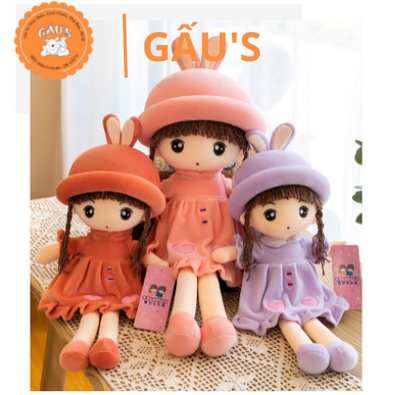 Gấu bông cho bé búp bê đôi nón tai thỏ dài ôm 45cm-75cm - GẤU SHOP
