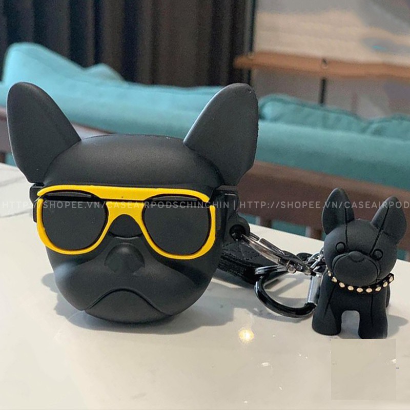 🔥 Case Ap 1/2 & Pro 🔥 Freeship 🔥 VỎ BỌC MODEL CHÓ PITBULL NGẦU KÍNH VÀNG - Cho Tai Nghe Không Dây  - Tuanphuk