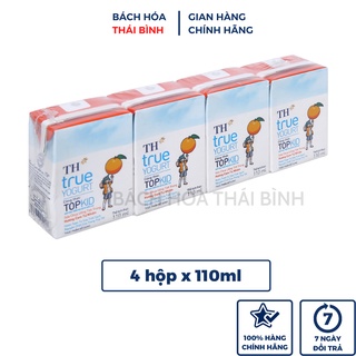 Sữa chua uống Topkis hương dâu TH (lốc 4 hộp *110ml) vị dâu/ chuối/ cam