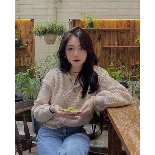 Áo len 3 cúc nữ freesize