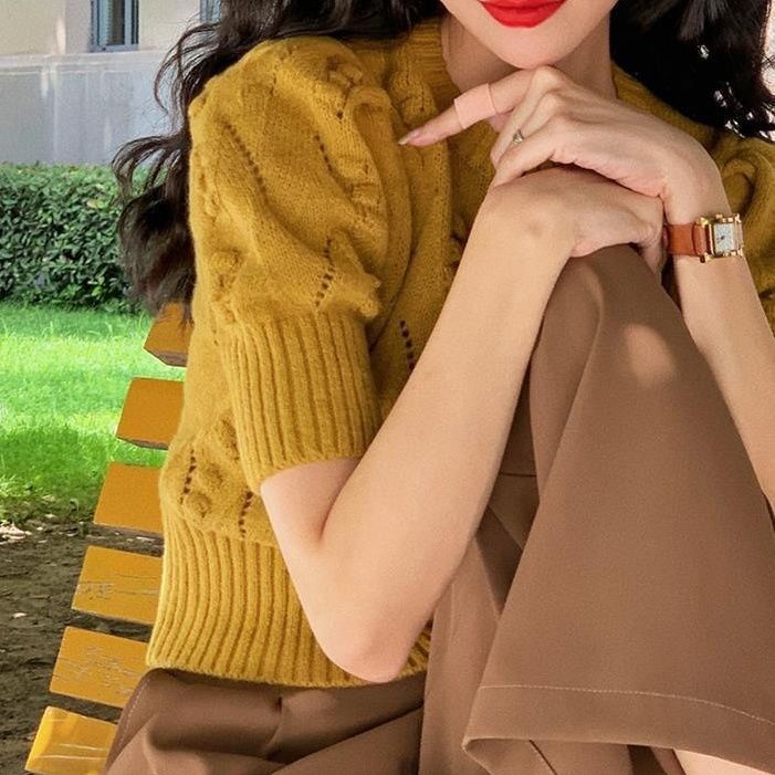 Áo sweater Dệt Kim Khoét Lỗ Thời Trang Hàn Quốc Cho Nữ