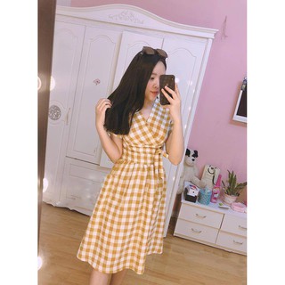 Đầm xòe đầm công sở caro siêu xinh, đầm dạo phố nữ tính