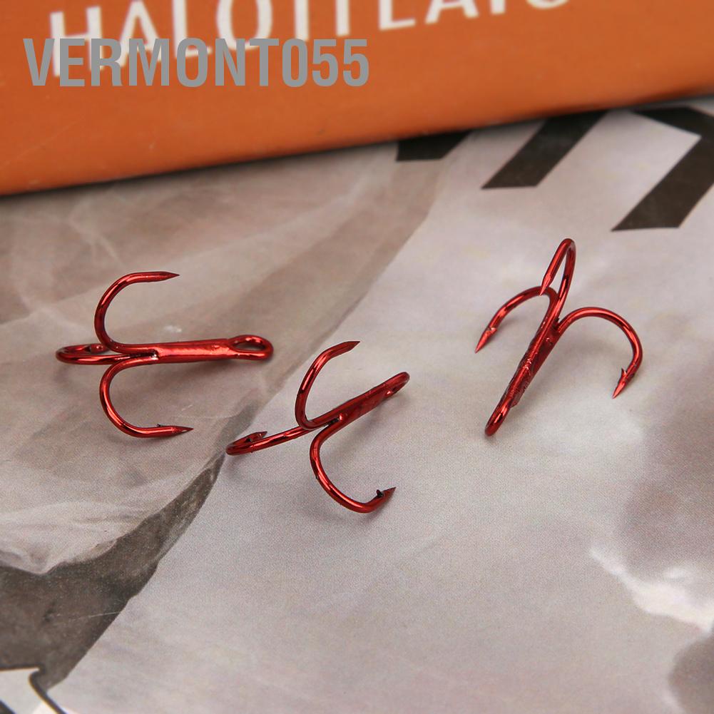 Hàng Hot 100 cái Red Treble Hooks Phụ kiện lưỡi câu cá bằng thép carbon cao Hàng giao ngayVermont055