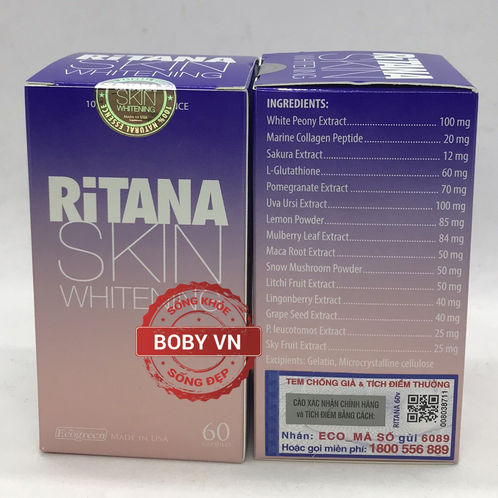 Ritana hỗ trợ da trắng hồng tự nhiên, giúp làm mờ sạm nám, giảm thâm da do sẹo