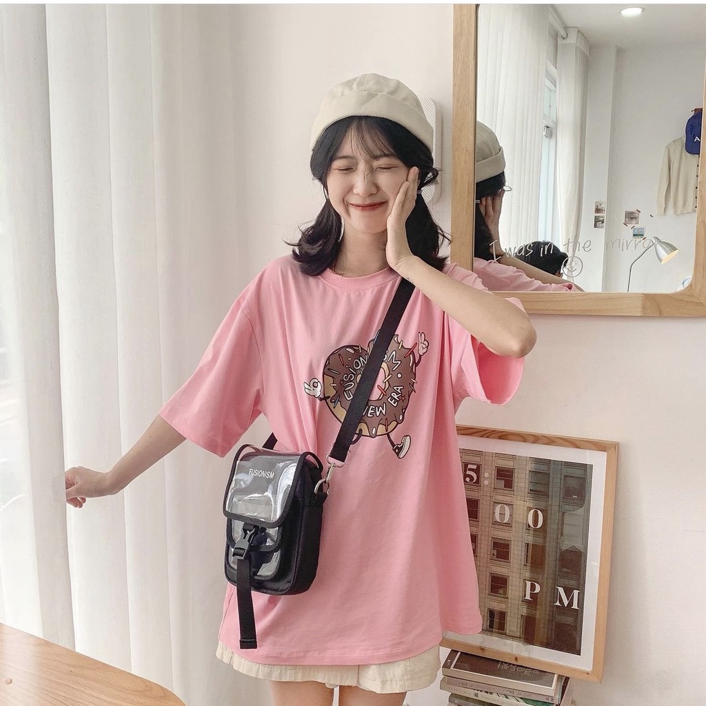 Áo thun in hình Donut Fusionism - Màu Hồng - Unisex - Form Oversize