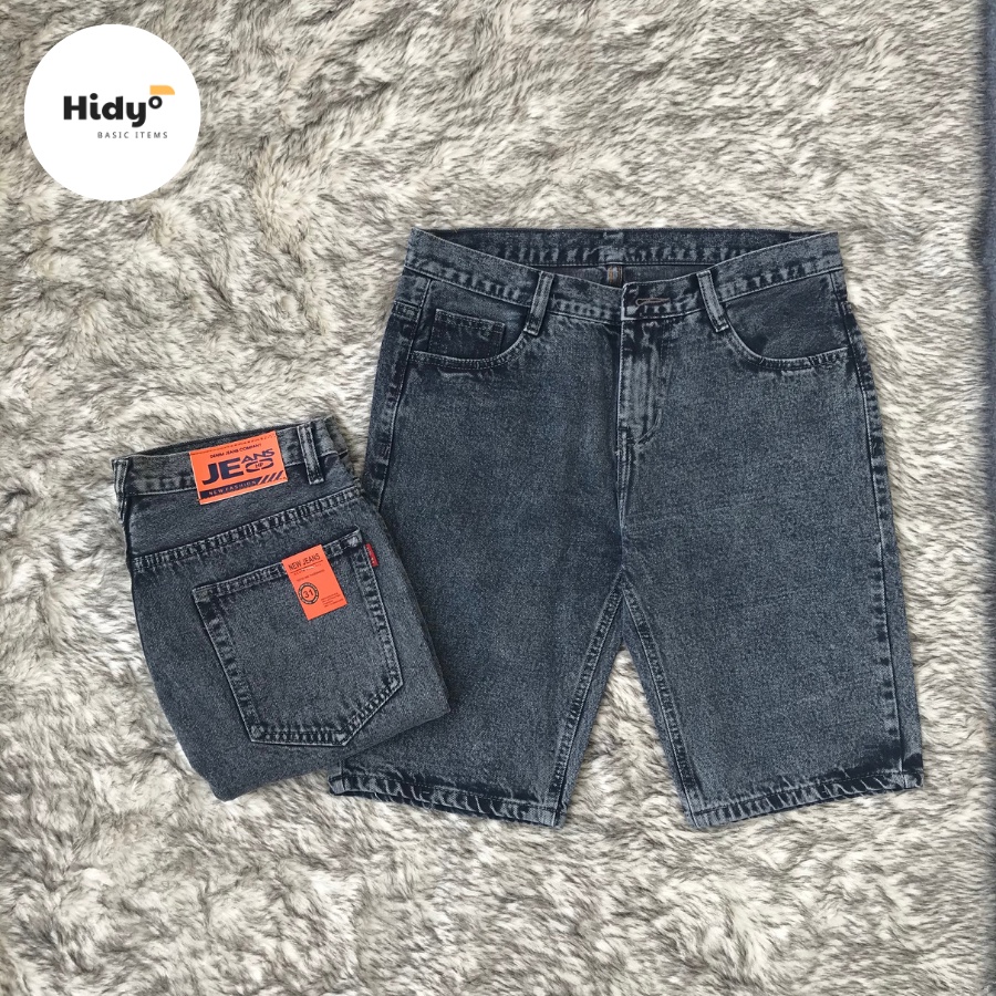 Quần Short Jeans Nam (44-115kg) Hidy Xanh Đen, Muối Tiêu Cơ Bản