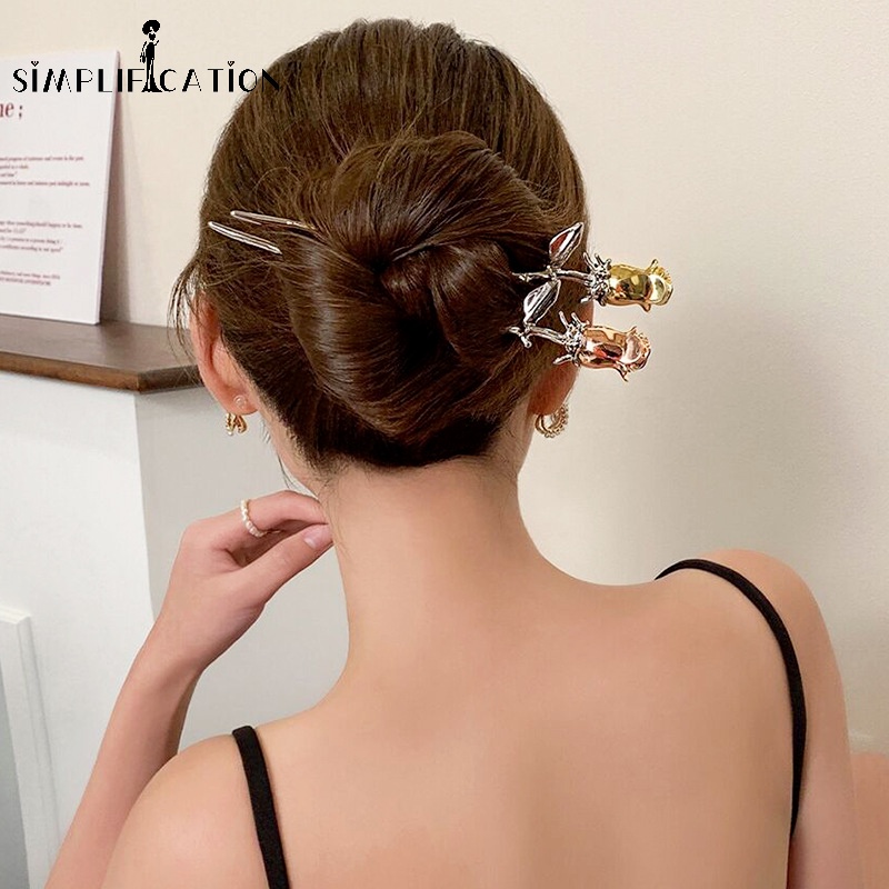 Trâm Cài Tóc Hình Hoa Hồng Tráng Men Thanh Lịch Cho Nữ