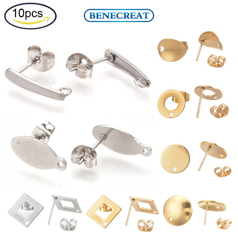 Set 10 phụ kiện làm trang sức bằng thép không gỉ 304 15x3mm lỗ 1.5mm