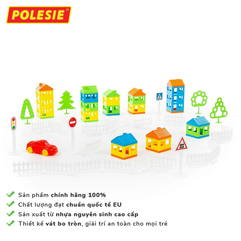 Bộ Lắp Ghép Sáng Tạo Thông Minh Thành Phố 61 Chi Tiết Nhựa Nguyên Sinh Nhập Khẩu Châu Âu Chính Hãng POLESIE 53725
