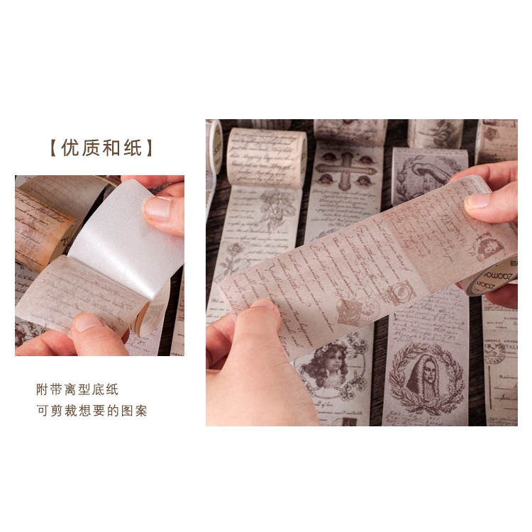 Cuộn Băng Keo washi 5Cmx3M Họa Tiết Cổ Điển Trang Trí Sổ Tay diy