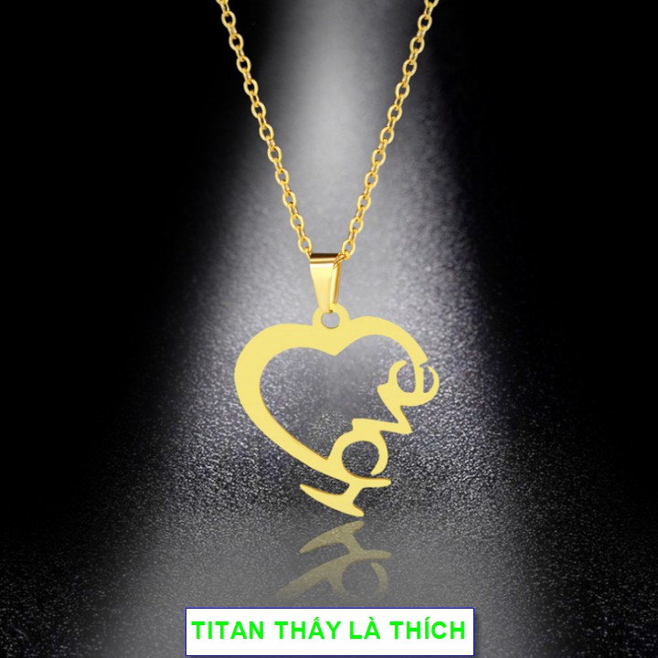 Dây chuyền vàng mạ hình trái tim yêu thương cho nữ - Hàng titan vàng 18k sáng bóng đẹp - Cam kết 1 đổi 1 nếu đen