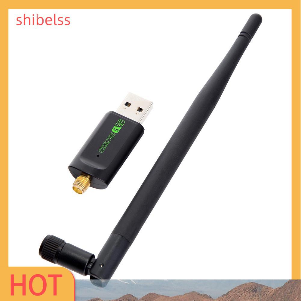 Shibelss 600Mbps Wireless Network Card USB WiFi Adapter LAN with Bluetooth RTL8821