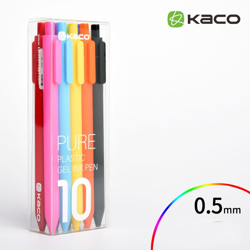 Bộ 10 20 bút gel KACO PURE mực nhiều màu.