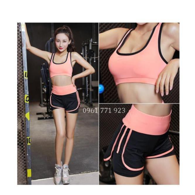 🍀 NEW 🍉 BỘ TẬP GYM NỮ - Đồ tập gym nữ YOGA SALE giá rẻ đẹp màu hồng, cam, đen, xám ngắn Đẹp ! 🍉 . Sales Thu : . . ' .