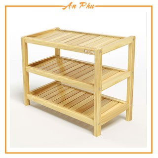 Kệ gỗ tự nhiên để Giày dép 3 tầng rộng 45cm màu tự nhiên