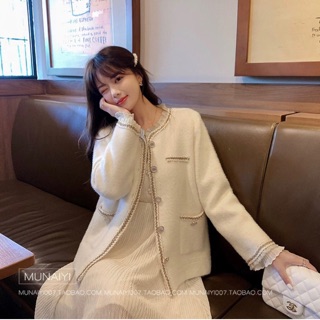 Áo len lông thỏ cúc ngọc viền ren 💕 [ HÀNG QUẢNG CHÂU ]