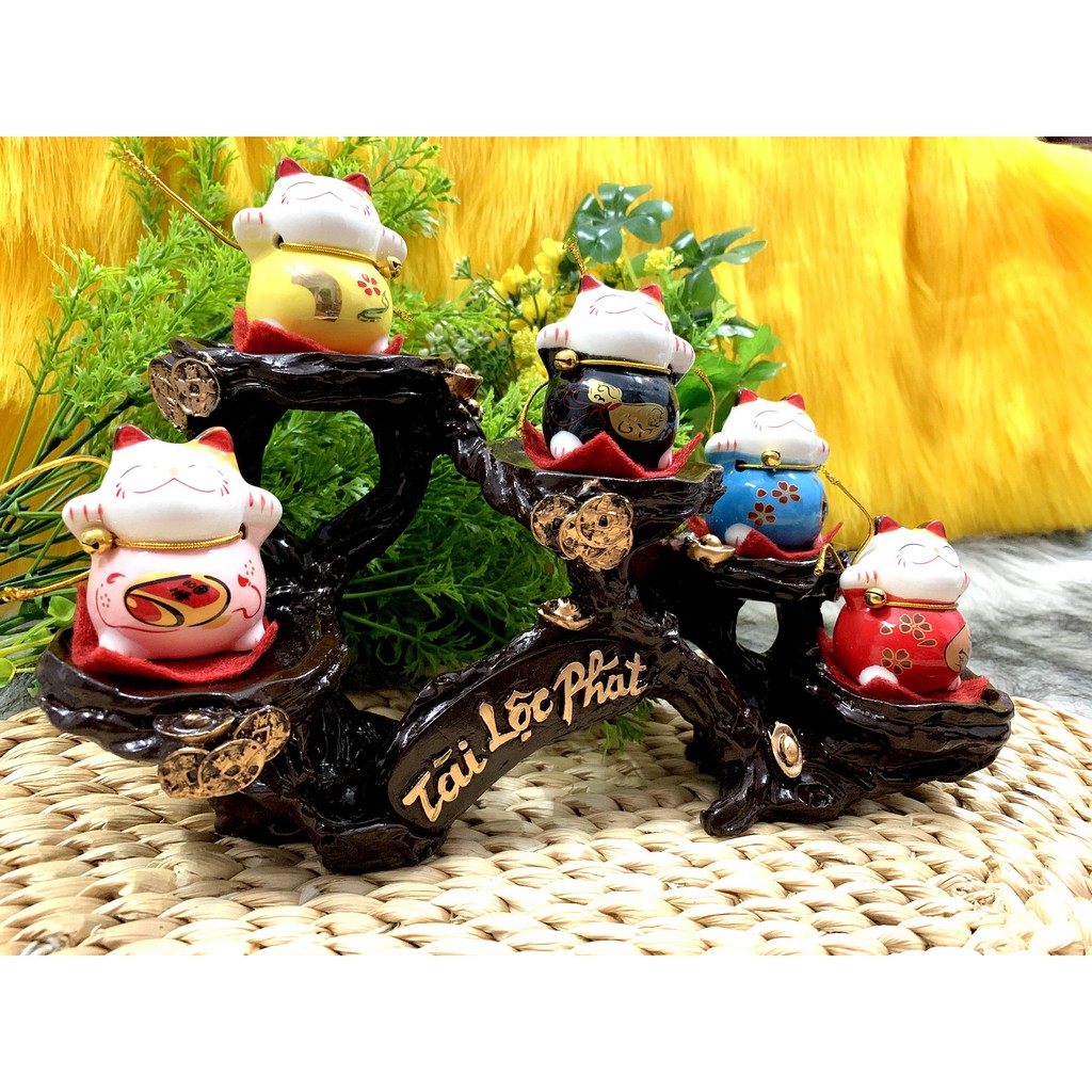 Tượng Mèo Sứ Thần Tài Maneki Neko và đế Tài Lộc Phát ( Việt Nhật )