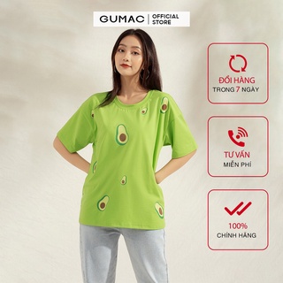 Áo thun nữ in trái bơ GUMAC đủ màu, thiết kế basic ATA1116