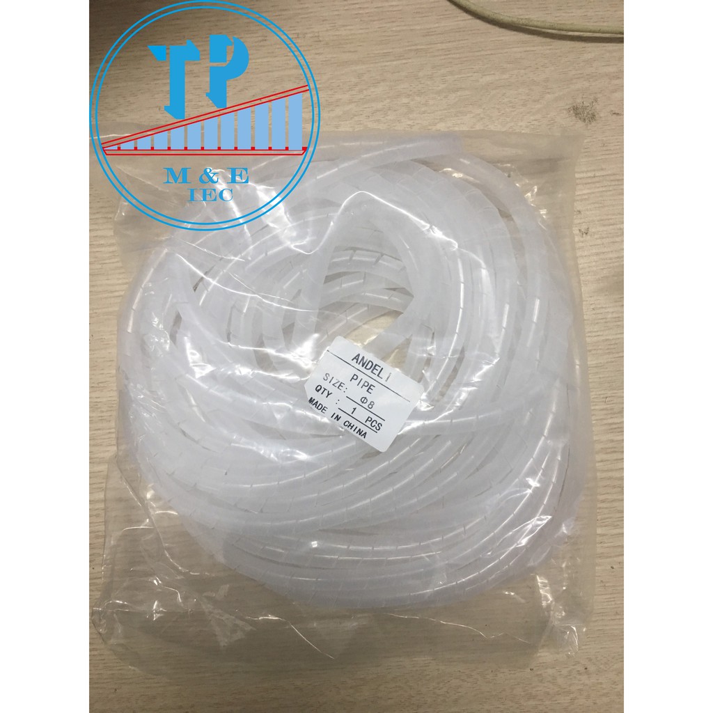 Dây xoắn ruột gà phi 8- Trắng/ Đen
