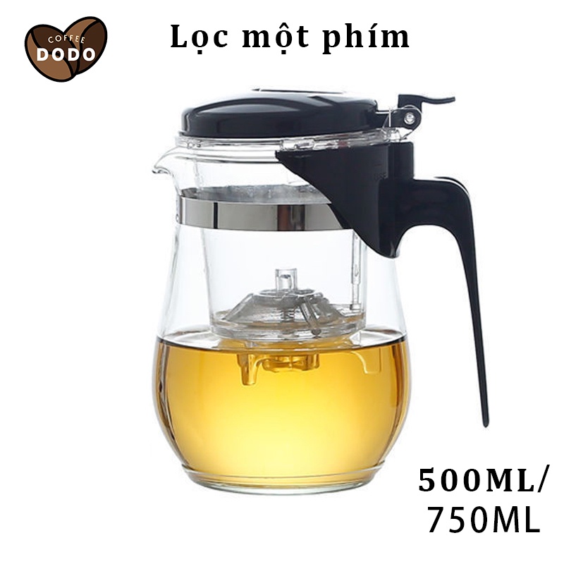 Ấm Pha Trà Thủy Tinh 500ml/750ml Bình pha trà thuỷ tinh có lõi lọc Thao tác một phím rất tiện lợi Bình Trà Thủy Tinh