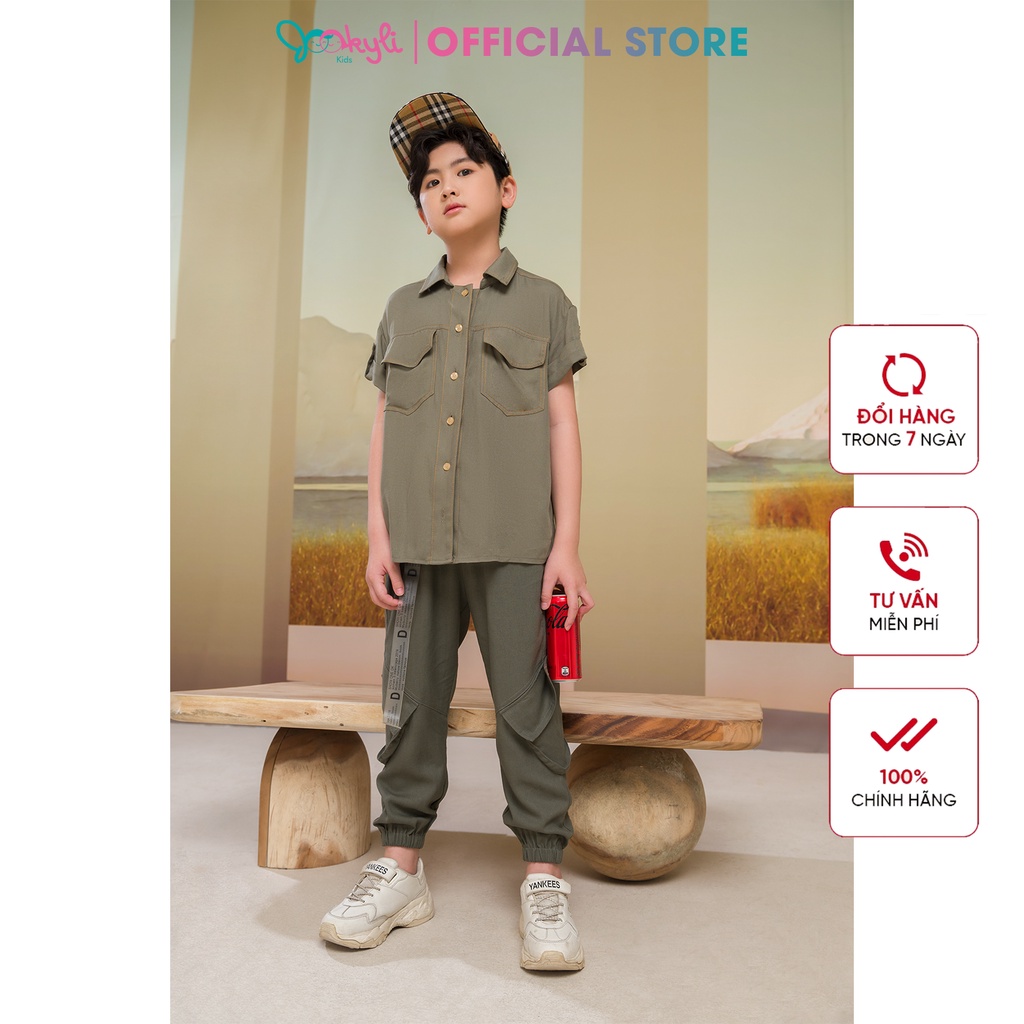 Áo sơ mi JOOKYLI bé trai màu xanh 16B0545