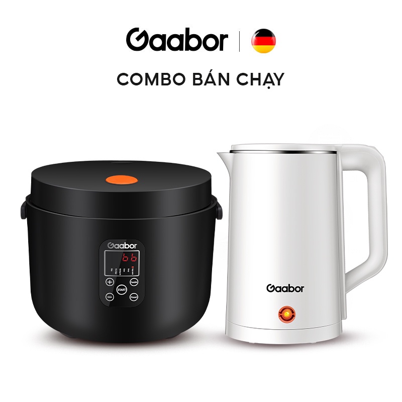 Combo Nồi cơm điện 3L (lòng nồi 1.2L) - Ấm bình đun siêu tốc - GAABOR