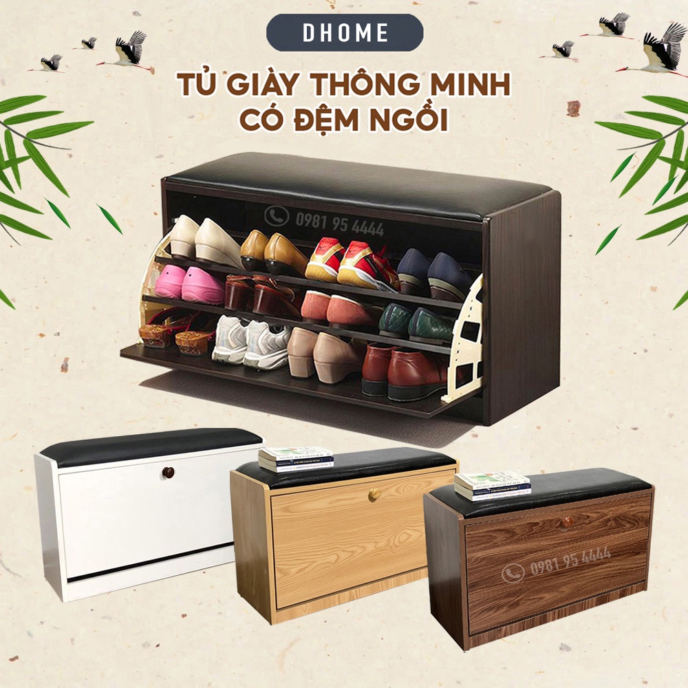 Tủ Giày Thông Minh 3 Tầng Đôn Ngồi Nệm Da Rộng 80cm 🔸 Để Được Giày Cao Gót