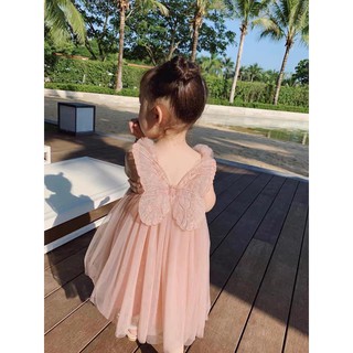 Váy ren bướm hồng trắng