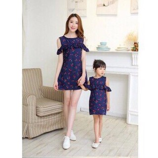 Set Đầm Mẹ Và Bé Mẫu Họa Tiết Cherry