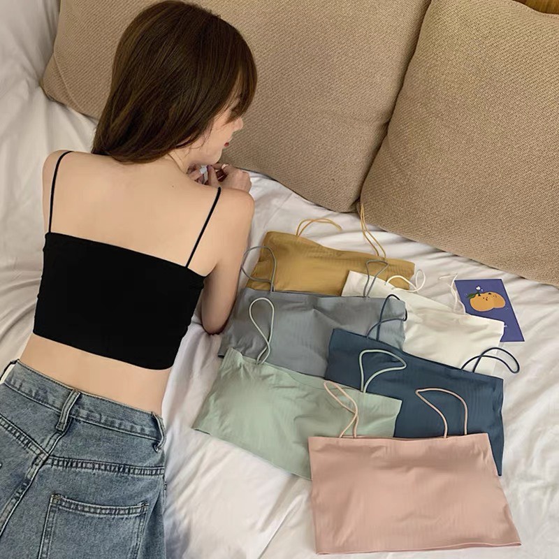 Áo Bra Đúc Su Trơn Quây 2 Dây Gân Tăm Có Đệm Ngực  ,Chất Liệu Thun Lạnh 078