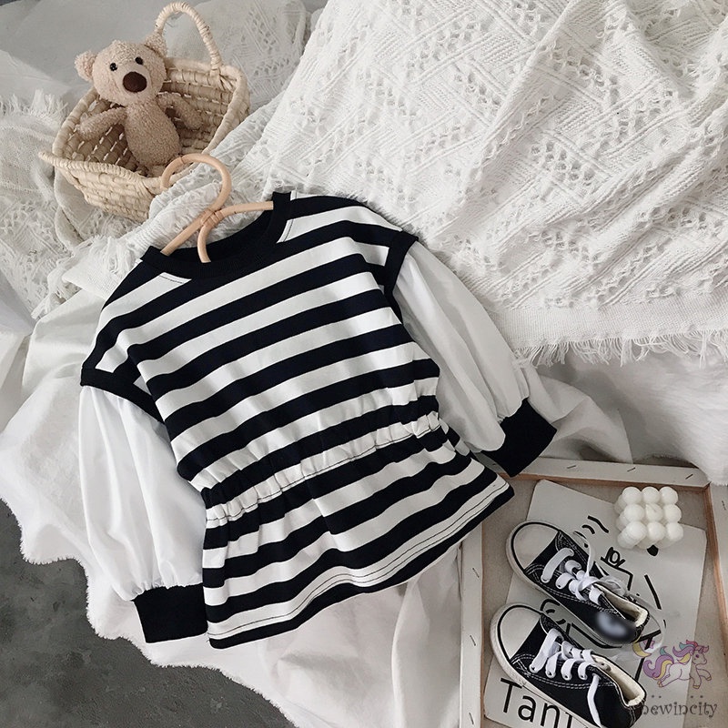 Áo Sweater Tay Dài Kẻ Sọc Thời Trang Hàn Quốc Cho Bé Gái