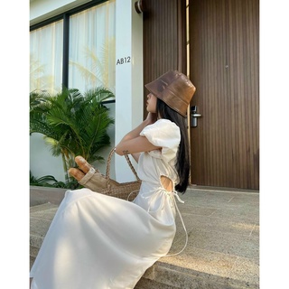 ĐẦM MIDI TAY PHỒNG KHOÉT EO