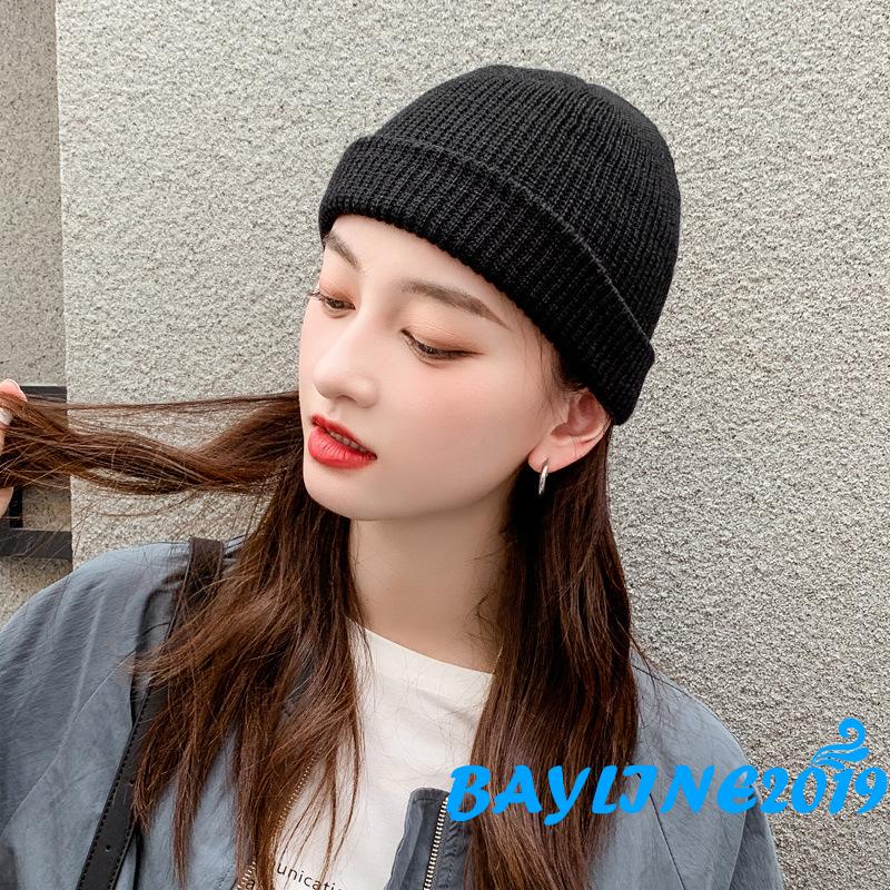 Mũ beanie dệt kim mềm co giãn giữ ấm mùa đông cho nữ