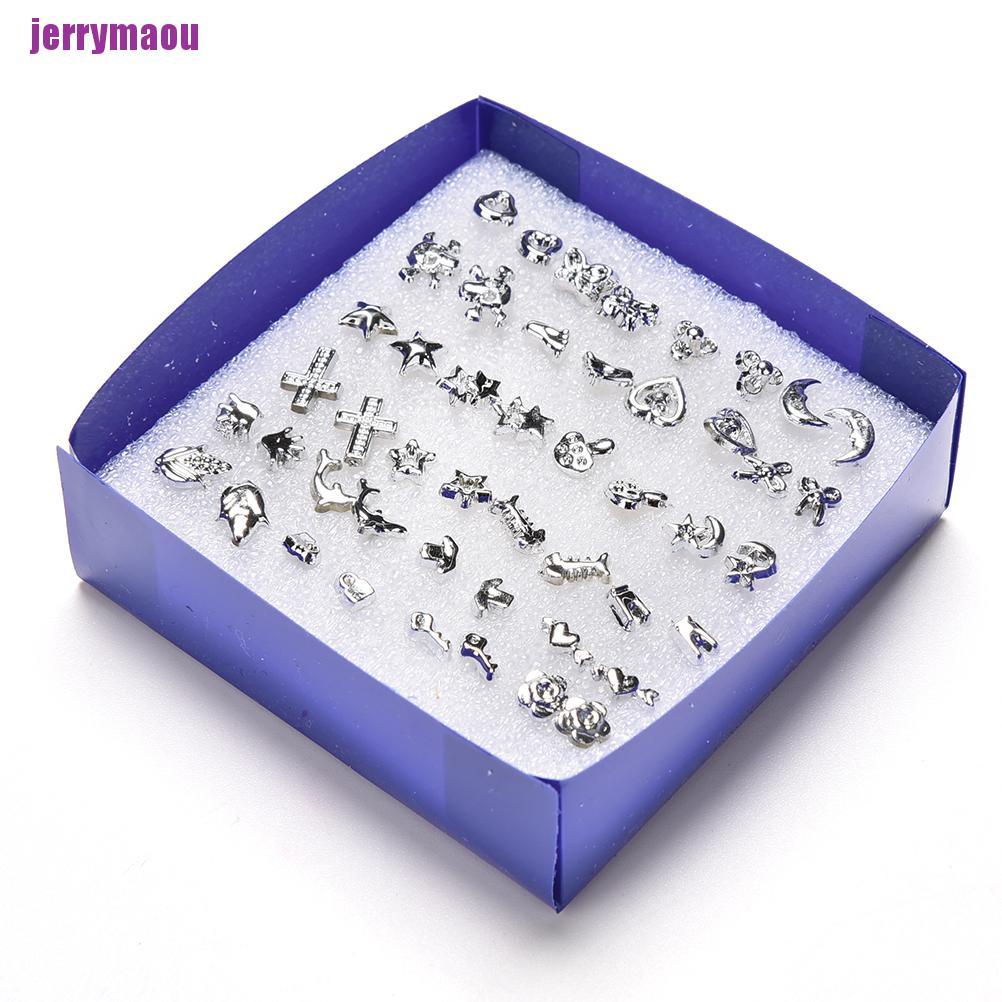 Set 24 Đôi Khuyên Tai Nhựa Mạ Bạc Thời Trang