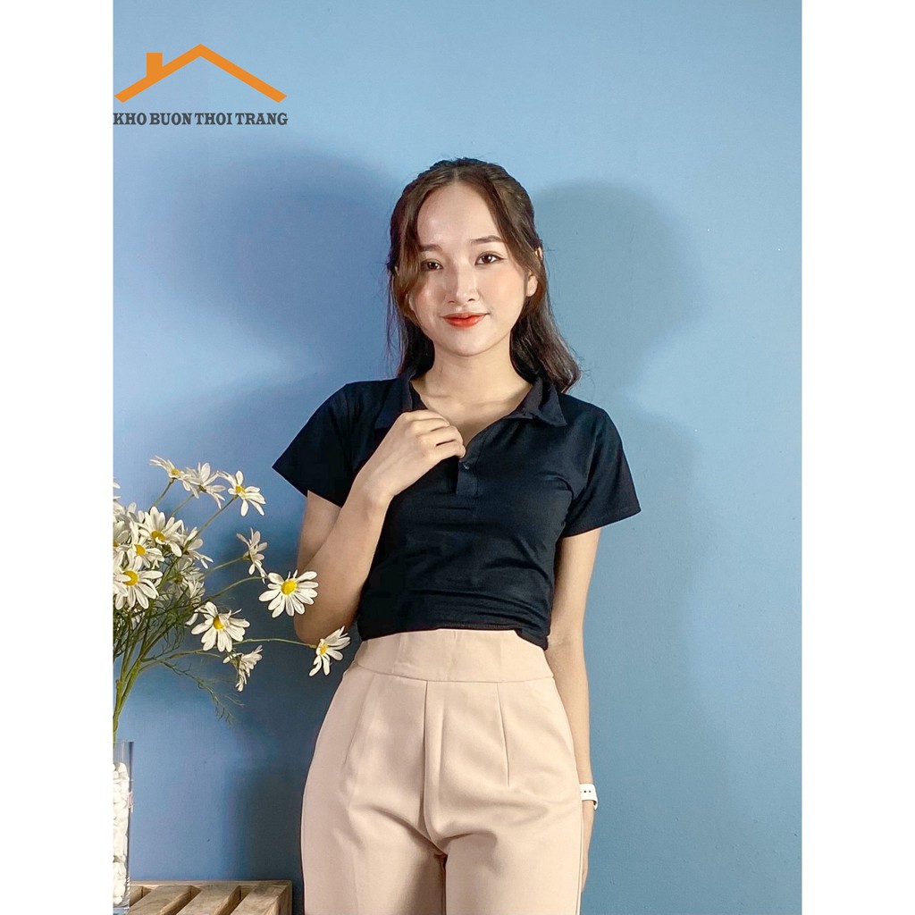 Áo Croptop Cổ Đức 2 màu đen trắng | BigBuy360 - bigbuy360.vn