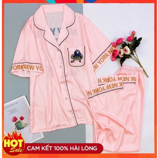 [Freeship - Hàng Cao Cấp] Đồ Ngủ Pijama Lụa Quảng Châu Tay Ngắn Quần Dài Siêu Xinh