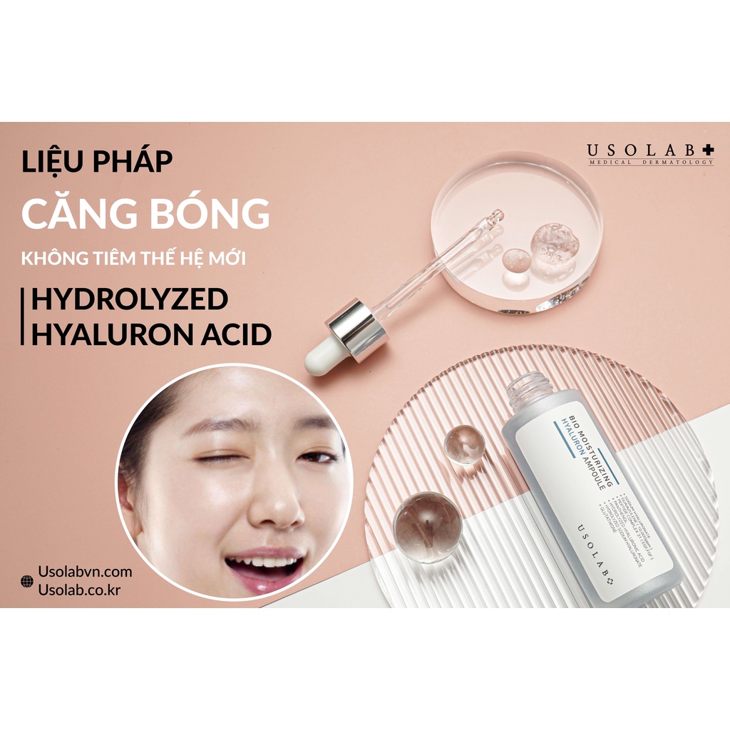 Serum HA Usolab Bio Moisturizing Hyaluron Ampoule - Tinh chất căng bóng HA thủy phân 50ml