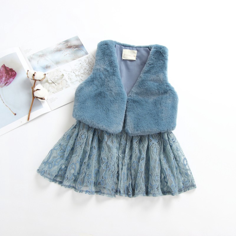 Áo khoác vest có ren thời trang mùa đông cho bé gái