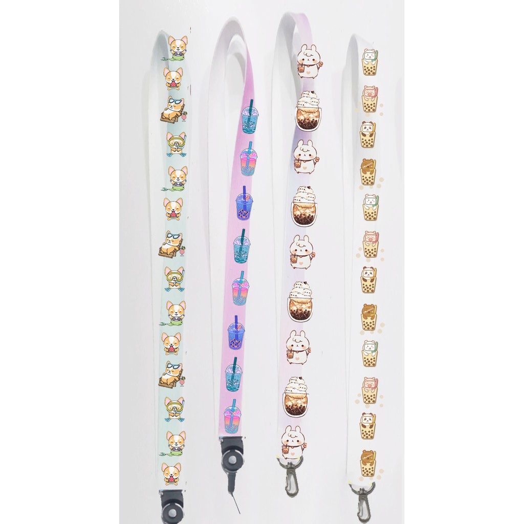 dây tag trà sữa ST4I21 name tag boba tea dây strap loại dài 40cm cute hoạt hình dễ thương