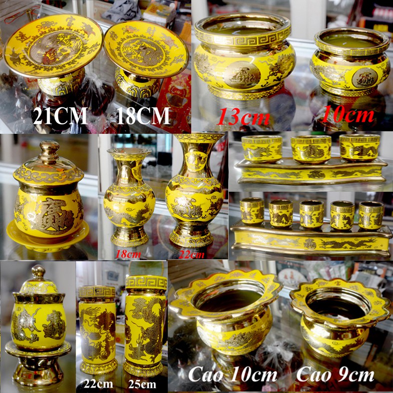Ly nước thờ cúng rồng vàng 3D-Nhiều cỡ