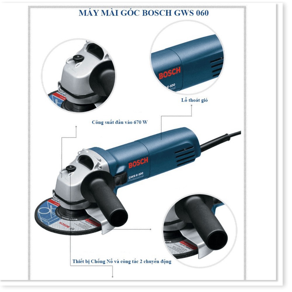 Máy Mài Bosch 670w, Máy Mài Góc, Máy Cắt Cầm Tay - Hàng Công Ty