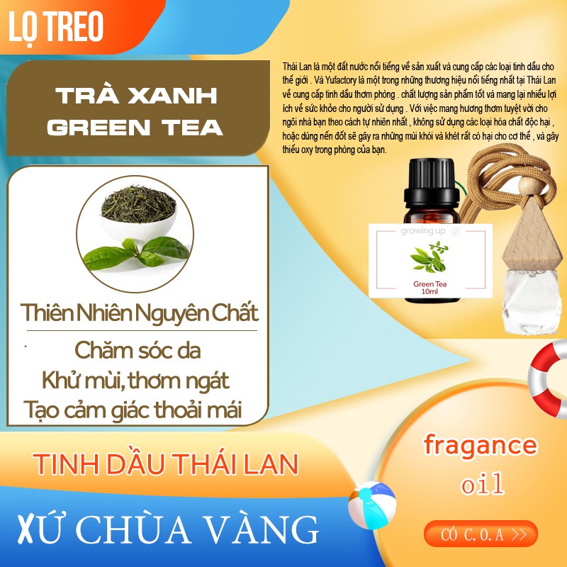 Tinh Dầu Thiên Nhiên Trà Xanh 10ml - Nhập Khẩu - Thái Lan - Dùng đèn nến - máy xông - khuếch tán - thơm phòng - treo xe