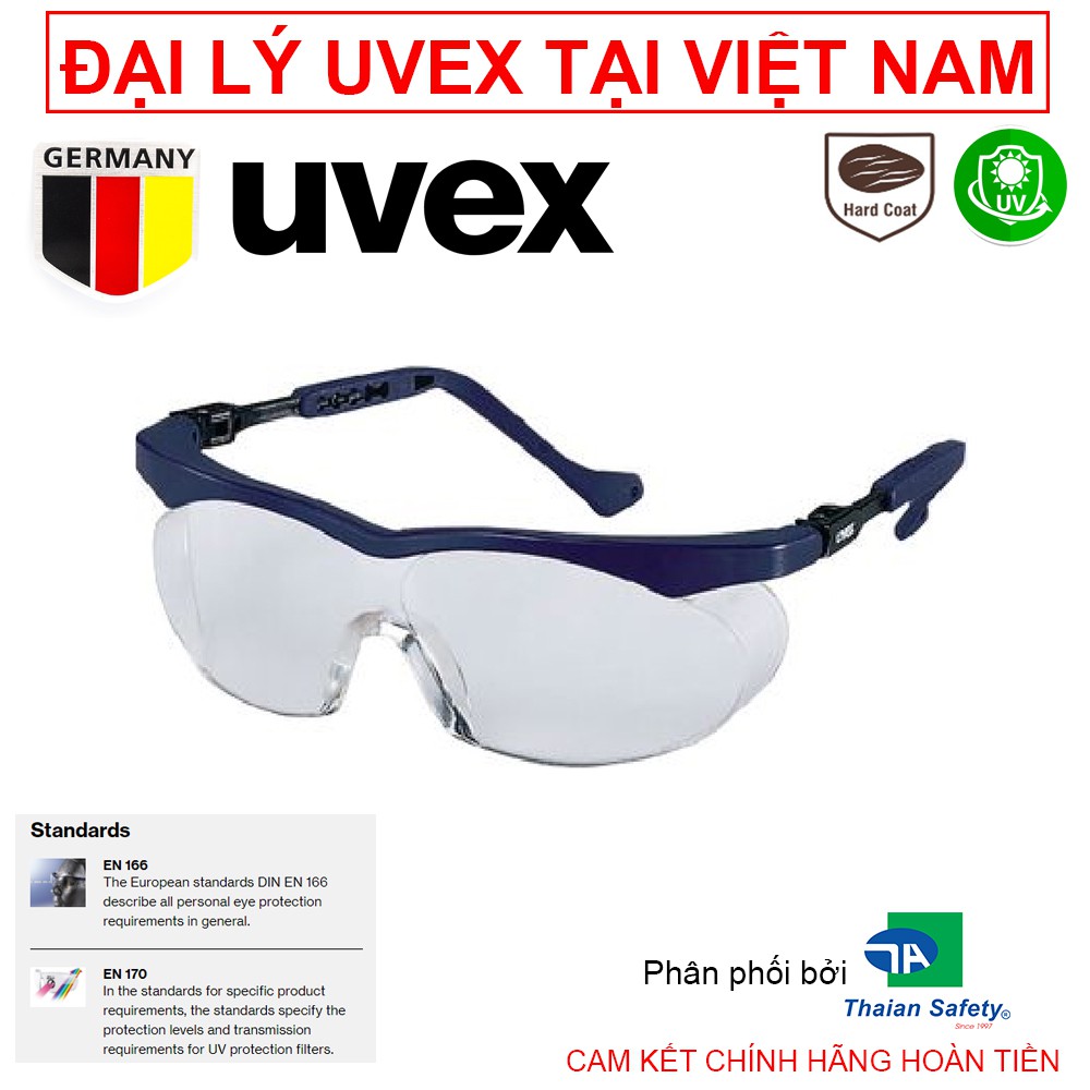 Kính Bảo Hộ Lao Động Uvex skyper s 9196 065 Tròng Kính: PC Clear Tròng Kính Chống Trầy Màu Xanh Đen
